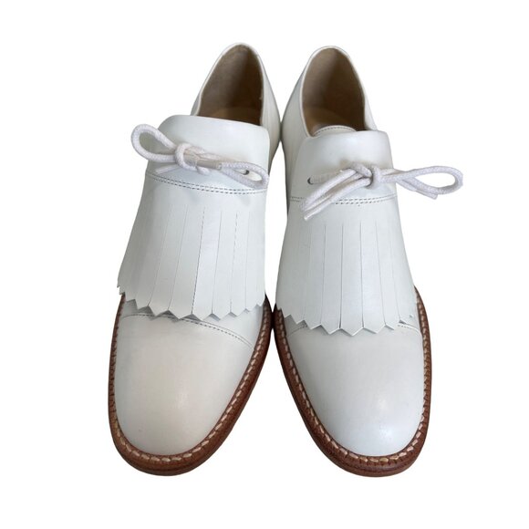 Kenneth Cole Kiltie Leather Oxford Dress Shoe Womens 7.5 White Leather Academia - Picture 2 of 7